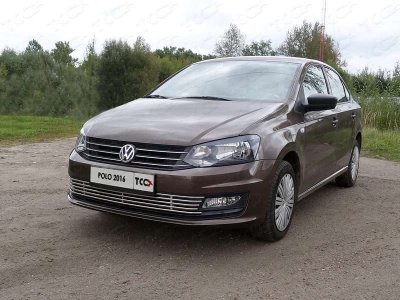 Накладка решётки радиатора нижняя 12 мм ТСС для Volkswagen Polo 2015-2020