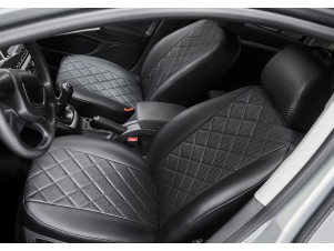 Чехлы Rival экокожа черные Ромб на спинку 40/60 на седан и хетчбек для Opel Astra H 2004-2011 № SC.4202.2