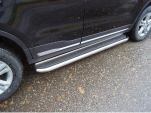 Пороги с площадкой нержавеющий лист 60 мм для Geely Atlas № GEELEATL18-32