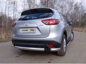 Защита заднего бампера уголки 75х42 мм для Mazda CX-5 № MAZCX515-19